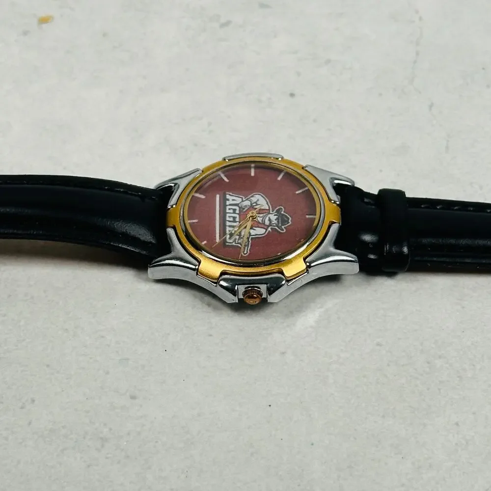 New Mexico State Aggies Watch Mens 38mm Red Two Tone Leather Band New Battery
